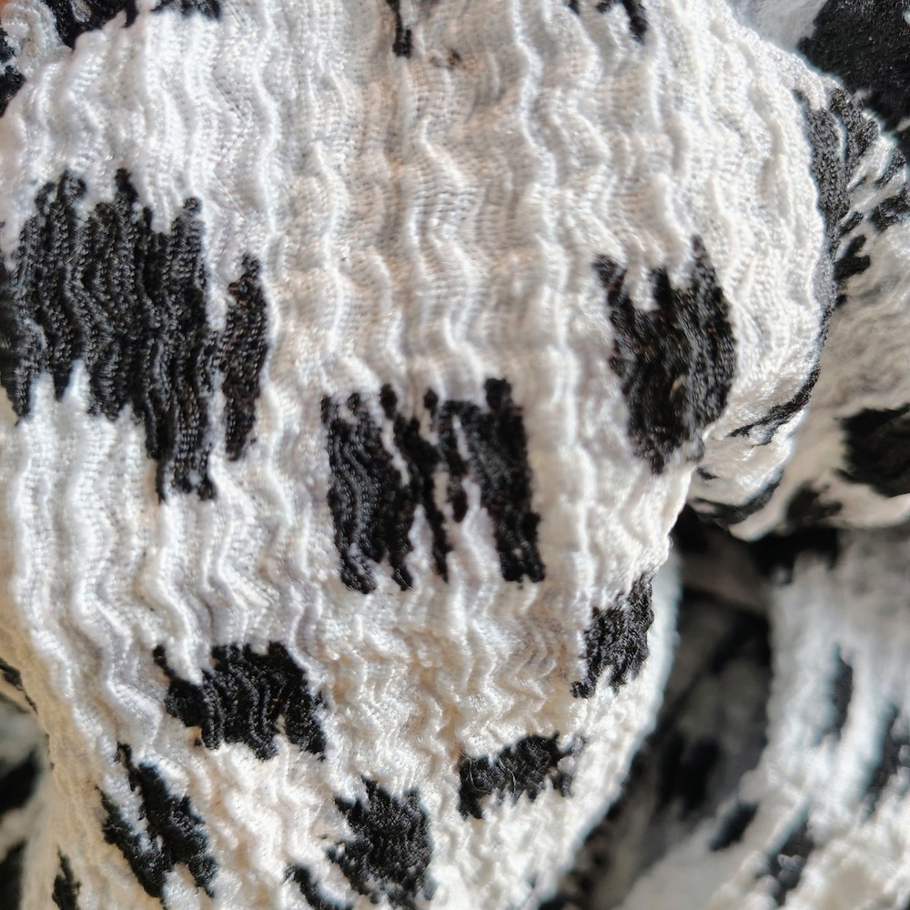 Loft Leopard Print Textured Knot Shoulder Blouse Black White Med safari Summer - Picture 10 of 13